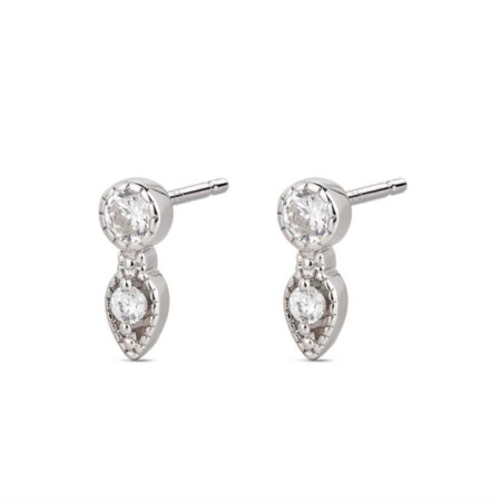 Pendientes plata doble circonita