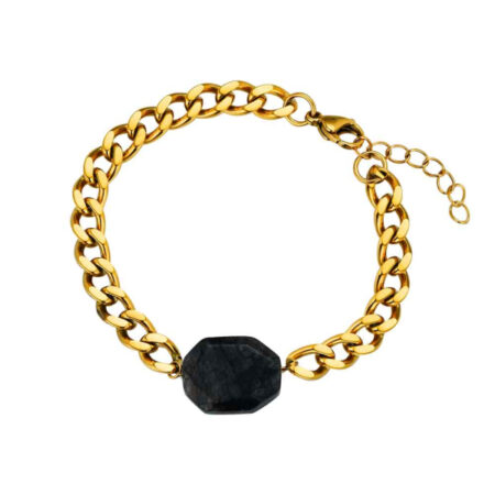 Pulsera eslabones con piedra negra. ROCIO MARTIN